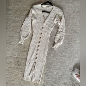 River Island Cream Long Sleeve Knit Dress